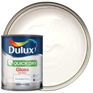 Dulux Quick Dry Gloss Paint - Paint Pure Brilliant White - 750ml