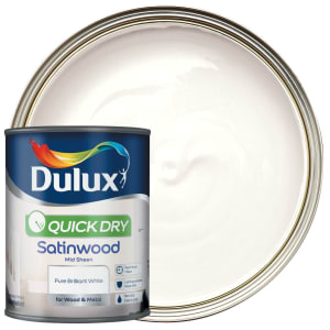 Dulux Quick Dry Satinwood Paint - Pure Brilliant White - 750ml