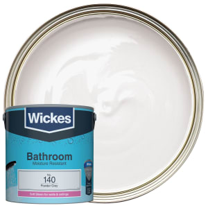 Wickes Bathroom Soft Sheen Emulsion Paint - Powder Grey No.140 - 2.5L