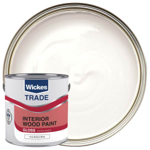 Wickes Trade Quick Dry Gloss Wood & Metal Paint - Pure Brilliant White - 2.5L