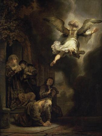 Archangel Raphael Leaving the Family of Tobias - Giclee Print, 12x16 Archangel Raphael Leaving the Family of Tobias - Giclee Print, 12x16