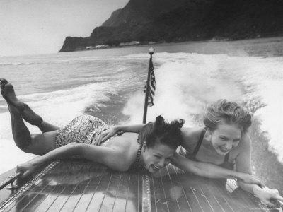 Betty Brooks and Patti McCarty Motor Boating at Catalina Island - Photographic Print, 16x12 Betty Brooks and Patti McCarty Motor Boating at Catalina Island - Photographic Print, 16x12