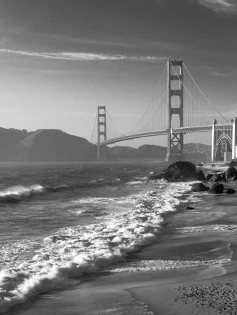 California, San Francisco, Golden Gate Bridge from Marshall Beach, USA - Photographic Print, 12x16