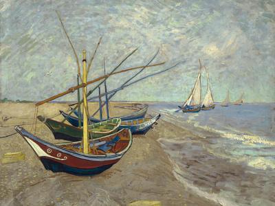 Fishing Boats on the Beach at Saintes-Maries-de-la-Mer, 1888 - Giclee Print, 16x12