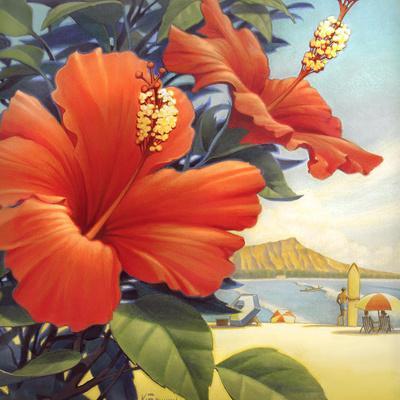 Hibiscus Beach Day - Wall Art Print, 16x16