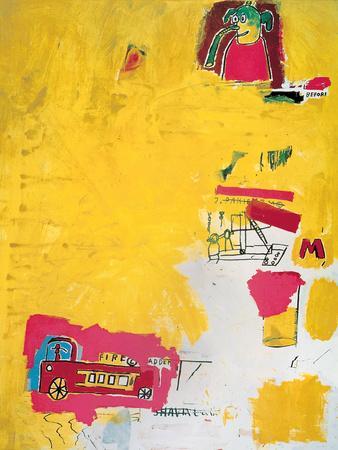 Pink Elephant with Fire Engine, 1984 - Giclee Print, 12x16 Pink Elephant with Fire Engine, 1984 - Giclee Print, 12x16