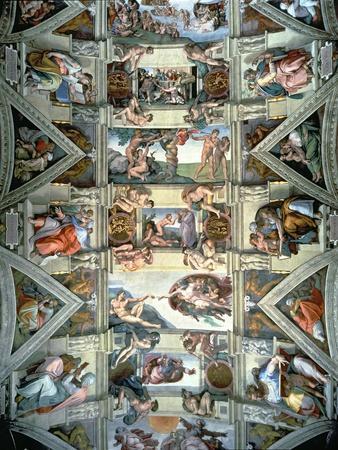 Sistine Chapel Ceiling and Lunettes, 1508-12 - Giclee Print, 12x16 Sistine Chapel Ceiling and Lunettes, 1508-12 - Giclee Print, 12x16