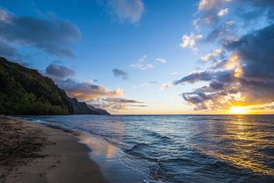 Sunset on the Napali Coast, Kauai, Hawaii,United States of America, Pacific - Photographic Print, 12x8