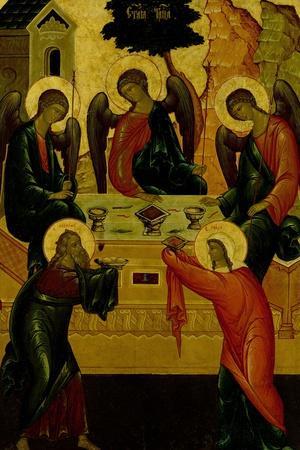 The Holy Trinity, Russian Icon, Novgorod School, 15th Century - Giclee Print, 12x18 The Holy Trinity, Russian Icon, Novgorod School, 15th Century - Giclee Print, 12x18