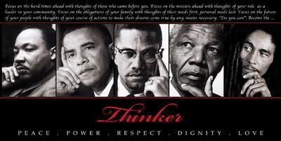Thinker (Quintet): Peace, Power, Respect, Dignity, Love - Wall Art Print, 36x18